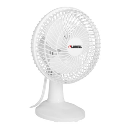 Lorell&trade; 6" 2-Speed Tilt Desk Fan, 9 1/16" x 7" x 7 3/4", White