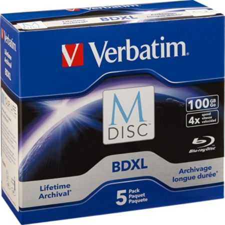 Verbatim Blu-ray Recordable Media - BD-R XL - 4x - 100 GB - 5 Pack Jewel Case - TAA Compliant
