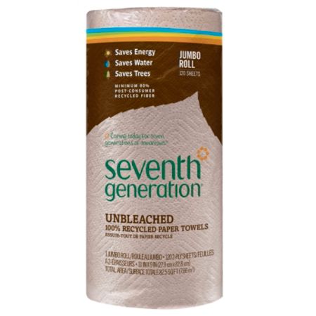 Seventh Generation&reg; 100% Recycled 2-Ply Paper Towels, 10" x 8", Roll Of 120 Sheets