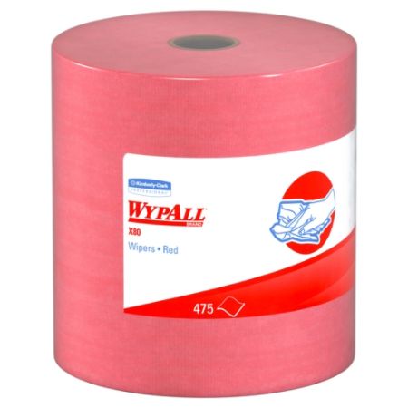 Wypall X80 Jumbo Wipes, 12 1/2" x 13 1/2", 475 Per Roll