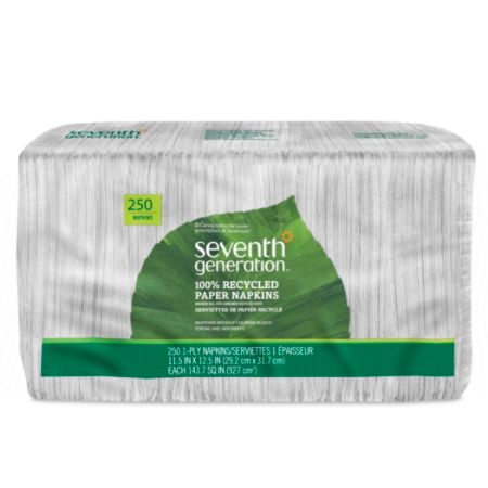 Seventh Generation&reg; 80% Recycled 1-Ply Unbleached Napkins, 11 1/2" x 12 1/2", White, Pack Of 250