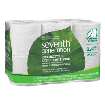 Seventh Generation&reg; 100% Recycled 2-Ply Bathroom Tissue, 300 Sheets Per Roll, Pack Of 12 Rolls