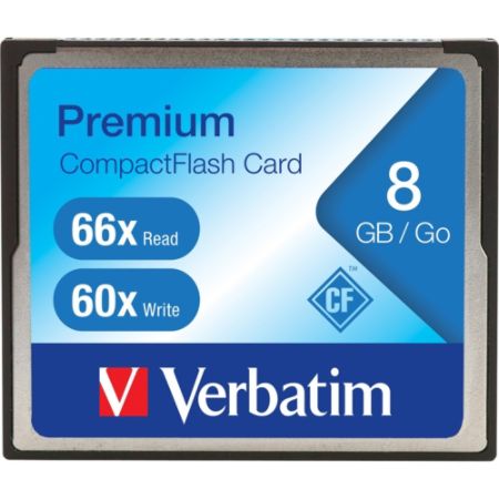 Verbatim 8GB 66X Premium Compact Flash Memory Card - TAA Compliant