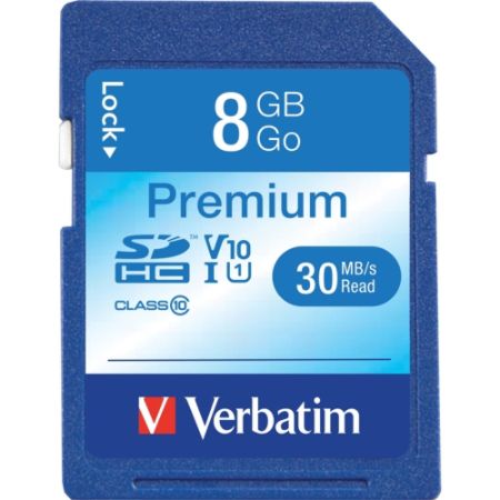 Verbatim&reg; Premium Class 6 Secure Digital High Capacity (SDHC&trade;) Memory Card, 8GB