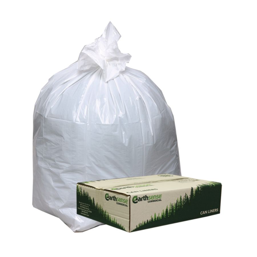 Webster&reg; EarthSense&reg; 75% Recycled Commercial Can Liners, 13 Gallons, 0.70 Mil Thick, 24" x 31", White, Box Of 150