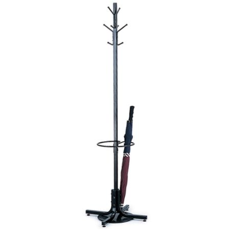 Safco&reg; Metal Costumer With Umbrella Rack, Chrome