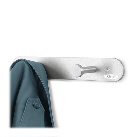 Safco&reg; Rounded Design Nail-Head Coat Hooks, 2"H x 12"W x 2 3/4"D, Silver, Set Of 2 Hooks