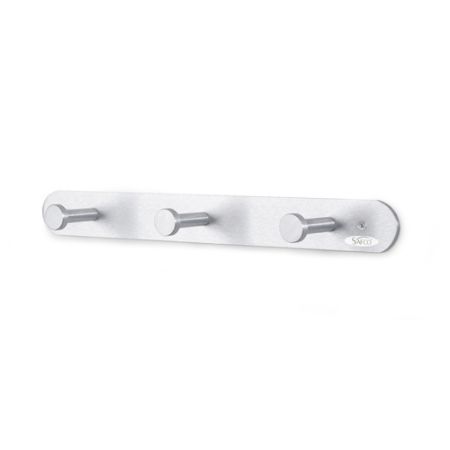 Safco Rounded Design Coat Hooks, 2"H x 18"W x 2 5/8"D, Silver