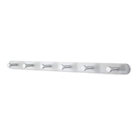 Safco Rounded Design Coat Hooks, 2"H x 36"W x 2 3/4"D, Silver