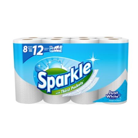 Sparkle&reg; Pick-A-Size&reg; Perforated Paper Towels, White, 107 Towels Per Roll, Pack Of 8 Rolls
