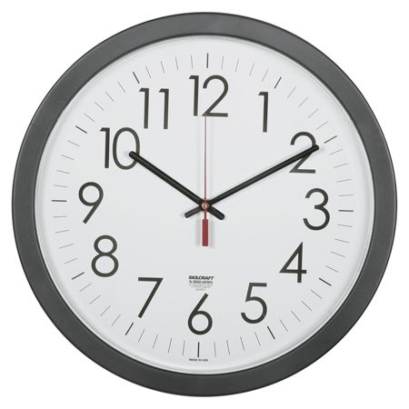 SKILCRAFT Quartz Movement Wall Clock, 14 1/2", Black (AbilityOne NSN6237483)