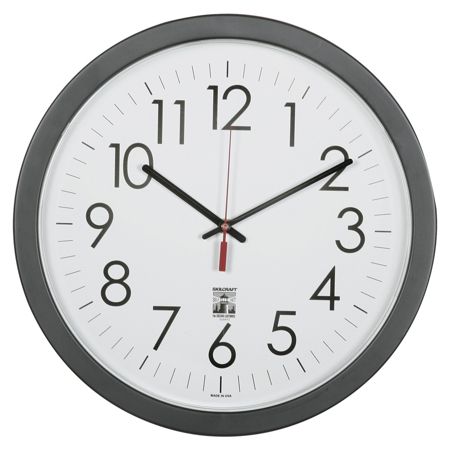 SKILCRAFT Self-Set Wall Clock, 14 1/2"W, Black/White (AbilityOne NSN6238823)