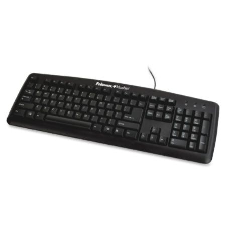 Fellowes&reg; USB 104-Key Keyboard With Microban&reg;, Black