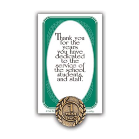 1 Year Of Service Lapel Pin, 5/8", Antique Gold