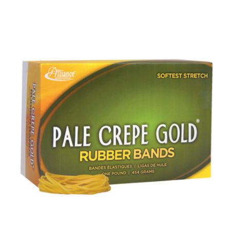 Alliance&reg; Rubber Pale Crepe Gold&reg; Rubber Bands In 1-Lb Box, #18, 3" x 1/16", Box Of 2,205