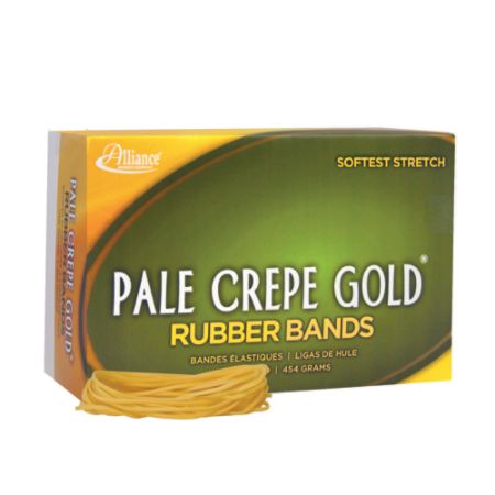 Alliance&reg; Rubber Pale Crepe Gold&reg; Rubber Bands In 1-Lb Box, #19, 3 1/2" x 1/16", Box Of 1,890