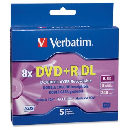Verbatim - 5-Pack 8x DVD+R DL Disc Spindle