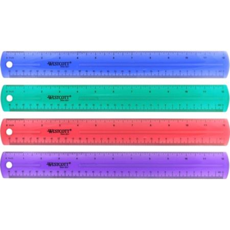 Westcott&reg; Jeweled Plastic Ruler, 12", Assorted Colors