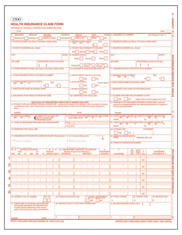 TOPS&reg; HCFA 1-Part Laser Forms, 8 1/2" x 11", Pack Of 2,500