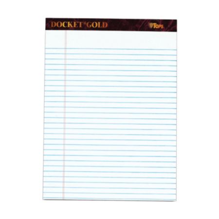 TOPS&trade; Docket&reg; Gold Premium Writing Pads, 8 1/2" x 11 3/4", Legal Ruled, 50 Sheets, White, Pack Of 12 Pads