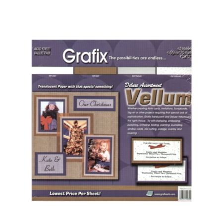 Grafix Translucent Vellum, 12" x 12", Deluxe Assorted, Pack Of 40 Sheets