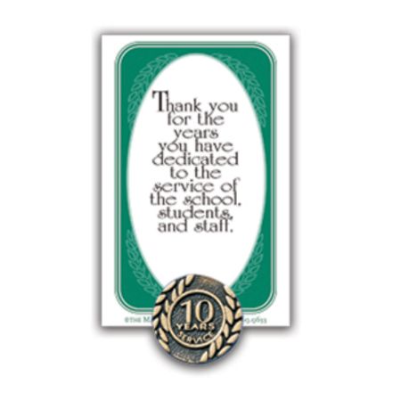10 Years Of Service Lapel Pin, 5/8", Antique Gold