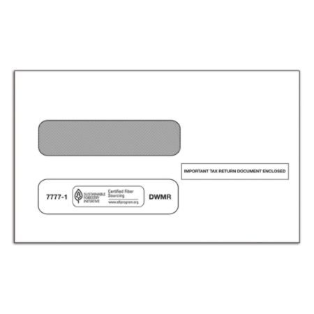 ComplyRight Tax Envelopes, Double Window, For 1095-B Tax Forms, 3 7/8" x 8 3/8", White, Pack Of 100
