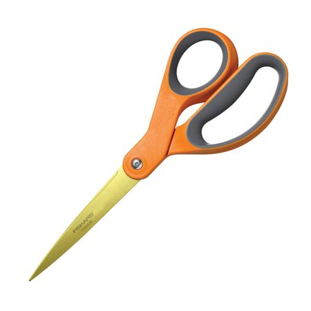 Fiskars&reg; Softgrip&reg; Titanium Scissors, 8", Pointed, Black/Orange