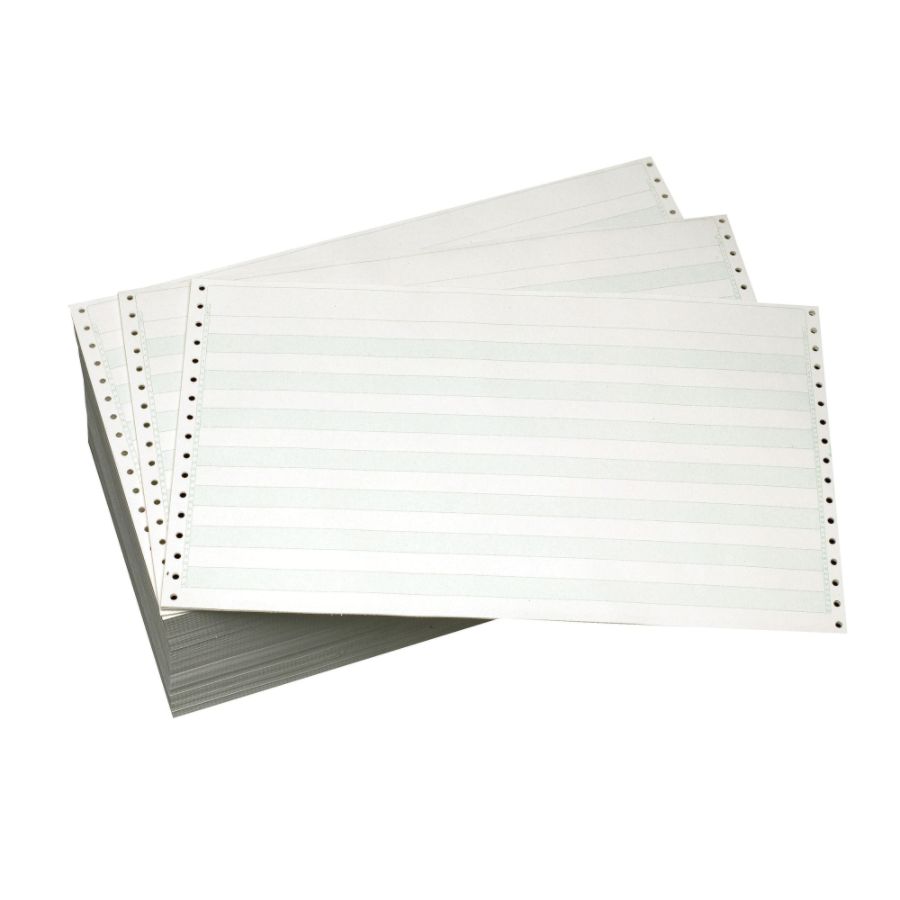 Office Depot&reg; Brand Computer Paper, 1 Part, 18 Lb, 14 7/8" x 8 1/2", 1/2" Green Bar, Box Of 2,800 Sheets