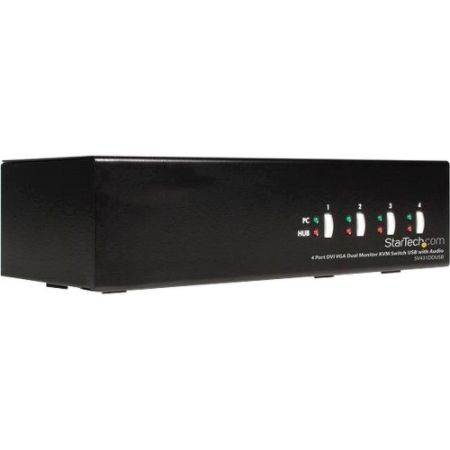 StarTech.com 4 Port DVI VGA Dual Monitor KVM Switch USB with Audio & USB 2.0 Hub
