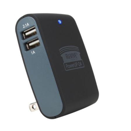 ReVIVE PowerUP Q4 AC To USB Wall Adaper With 4 Universal USB Ports, Black