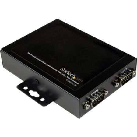 StarTech.com 2 Port Wall Mountable USB to Serial Adapter Hub with COM Retention