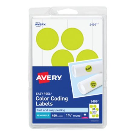 Avery Removable Round Color Coding Labels 1 14 Diameter Yellow Glow ...