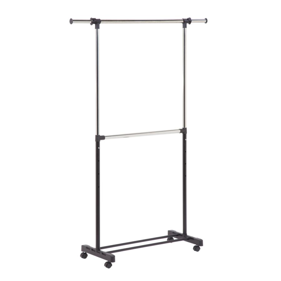 Honey Can Do Double Bar Garment Rack 73 H X 17 W X 60 D ChromeBlack By ...