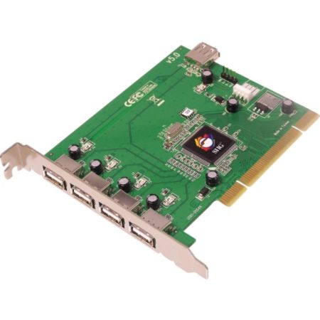SIIG 5-port PCI host adapter with 4 external & 1 internal Hi-Speed USB 2.0 ports