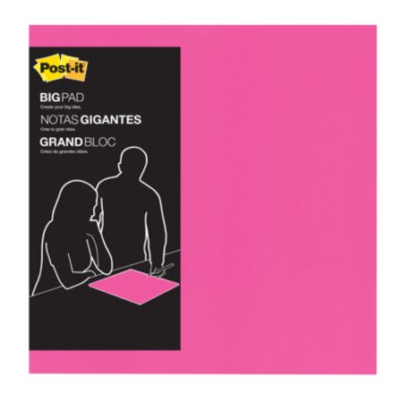 Post-it&reg; Self-Stick Big Pad, 15" x 15", Fuchsia, 30 Sheets Per Pad