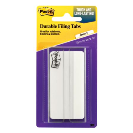 Post-it&reg; Durable Filing Tabs, 3", White, Pack Of 50