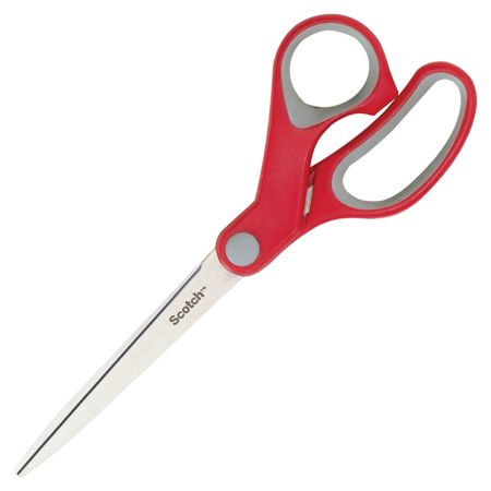 Scotch&reg; Multipurpose Scissors, 8", Pointed, Gray/Red