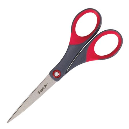 Scotch&reg; Precision Scissors, 7", Pointed, Gray/Red