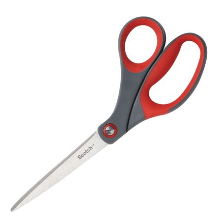Scotch&reg; Bent Precision Scissors, 8", Pointed, Gray/Red