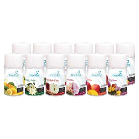 TimeMist&reg; Metered Air Freshener Refills, Assorted Frangrances, 6.6 Oz., Carton Of 12 Cans