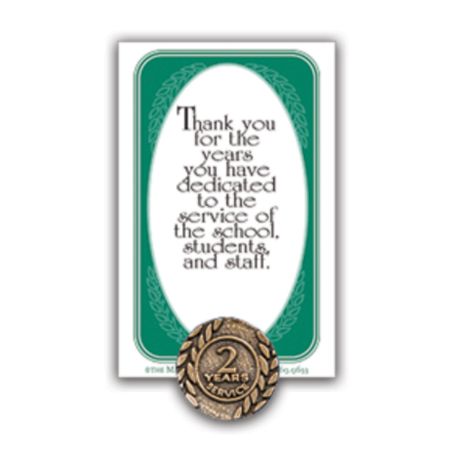 2 Years Of Service Lapel Pin, 5/8", Antique Gold