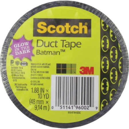 Scotch&reg; Colored Duct Tape, 1 7/8" x 10 Yd., Glow-In-The-Dark Batman