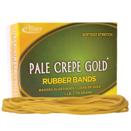 Alliance&reg; Rubber Pale Crepe Gold&reg; Rubber Bands In 1/4-Lb Box, #117B, 7" x 1/8", Box Of 77