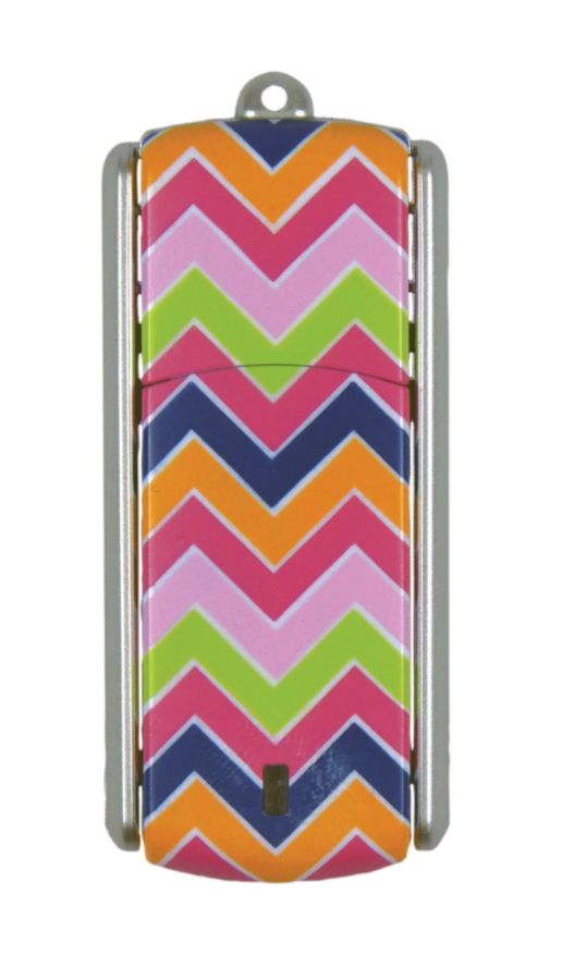 Ativa&reg; Flip-Top USB Flash Drive With ReadyBoost&trade;, 8GB, Zig-Zag Blue/Orange