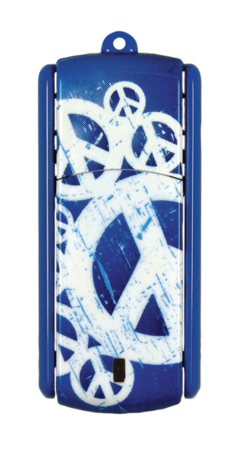 Ativa&reg; Flip-Top USB Flash Drive With ReadyBoost&trade;, 8GB, Peace Blue/White