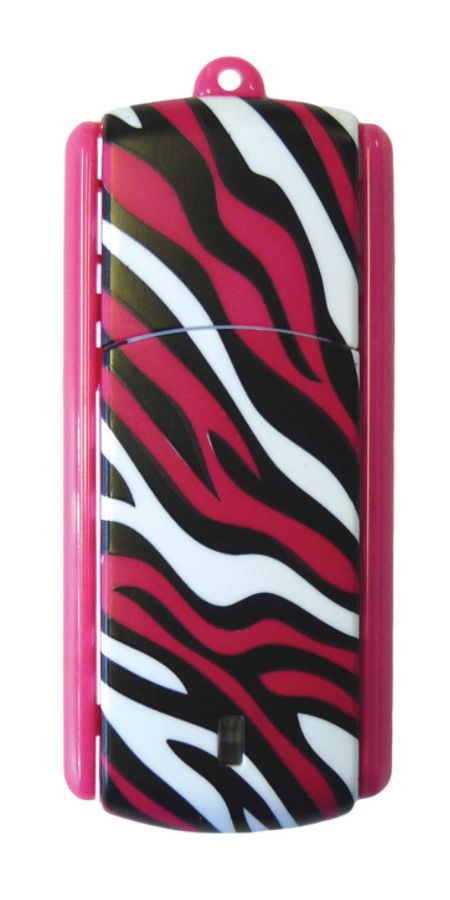 Ativa&reg; Flip-Top USB Flash Drive With ReadyBoost&trade;, 8GB, Zebra Pink/White
