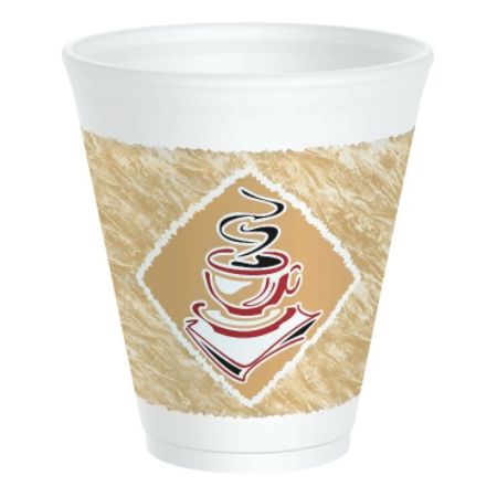 Dart Cafe G Design Foam Cups, 12 Oz, Brown/Red/White, Box Of 1,000