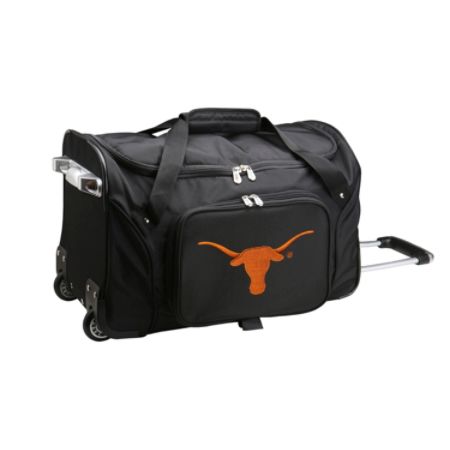 Denco Sports Luggage Rolling Duffel Bag, Texas Longhorns, 22"H x 12"W x 12"D, Black