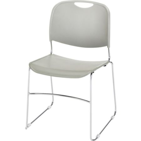 Lorell Lumbar Support Stacking Chair - Polymer Gray Seat - Polymer Gray Back - Metal Chrome Frame - Gray - 19" Width x 19" Depth x 30" Height